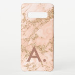 Roze marmer Gold Glitter Monogram aangepast Initia Samsung Galaxy S10  Hoesje<br><div class="desc">Personaliseer u door uw eigen initiaal toe te voegen.</div>