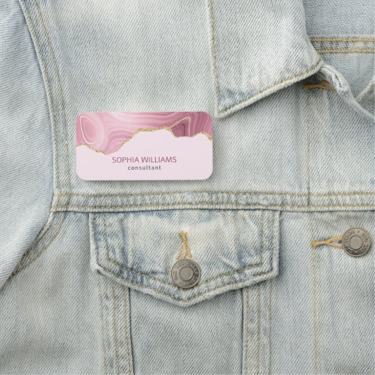 Roze marmer Gold Glitter Naamplaatje (In situ)