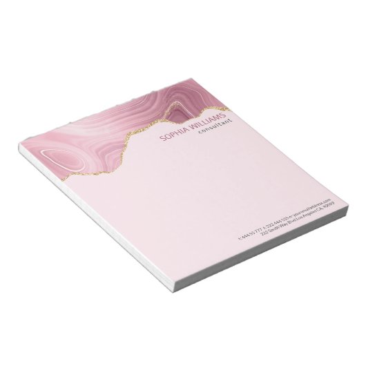 Roze marmer Gold Glitter Notitieblok (Schuin)