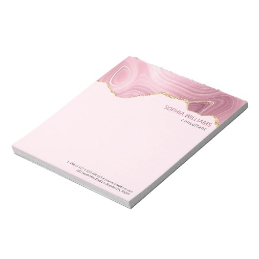 Roze marmer Gold Glitter Notitieblok (Linkerzijde)