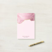Roze marmer Gold Glitter Post-it® Notes (Op bureau)