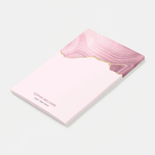 Roze marmer Gold Glitter Post-it® Notes (Schuin)