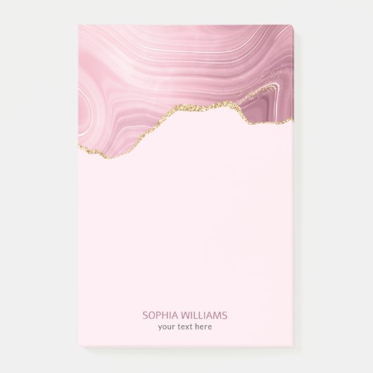 Roze marmer Gold Glitter Post-it® Notes (Voorkant)