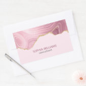 Roze marmer Gold Glitter Rechthoekige Sticker (Envelop)