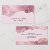Roze marmer Gold Glitter Visitekaartje (Voorkant / Achterkant)