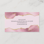 Roze marmer Gold Glitter Visitekaartje (Achterkant)