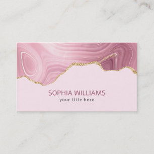 Roze marmer Gold Glitter Visitekaartje