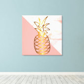 Roze marmer Gold Pineapple Canvas Afdrukken (Insitu (Houten vloer))