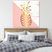 Roze marmer Gold Pineapple Canvas Afdrukken (Insitu (Slaapkamer))