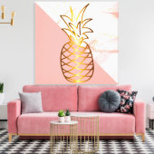 Roze marmer Gold Pineapple Canvas Afdrukken (Insitu (Woonkamer))