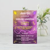 Roze marmer & Gold Streamers Happy Retirement  Kaart (Staand voorkant)