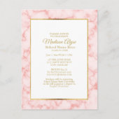 Roze marmer Gold White Graduparty nodigt uit Briefkaart (Voorkant)