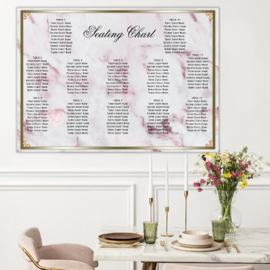 Roze marmer Golden Pearls Weddenschap Poster