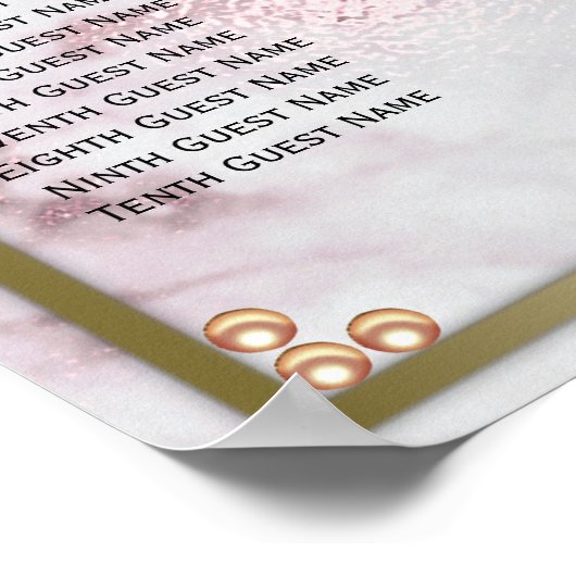 Roze marmer Golden Pearls Weddenschap Poster (Hoek)