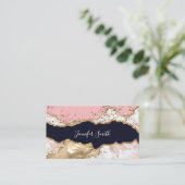 Roze Marmer Goud Agaat Modern Elegant Visitekaartje (Staand voorkant)