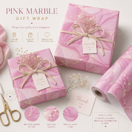 Roze Marmer Goud Geode Abstract Patroon Cadeaupapier