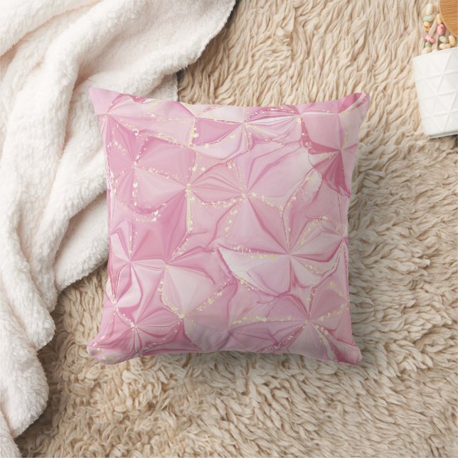 Roze Marmer Goud Geode Abstract Patroon Kussen (Deken)