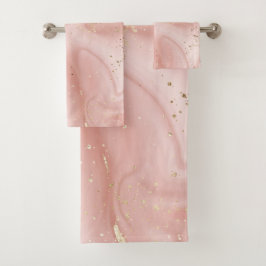 Roze Marmer Goud Glitter Abstract Patroon Bad Handdoek