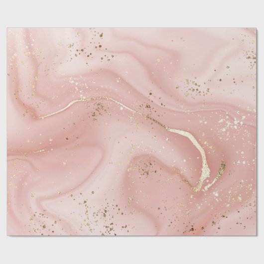 Roze Marmer Goud Glitter Abstract Patroon Cadeaupapier (Vlak)