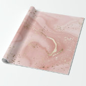 Roze Marmer Goud Glitter Abstract Patroon Cadeaupapier (Uitgerold)