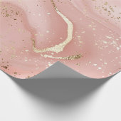 Roze Marmer Goud Glitter Abstract Patroon Cadeaupapier (Hoek)