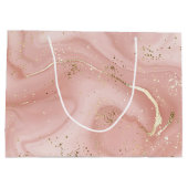 Roze Marmer Goud Glitter Abstract Patroon Groot Cadeauzakje (Achterkant)