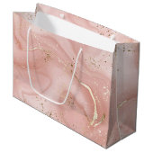 Roze Marmer Goud Glitter Abstract Patroon Groot Cadeauzakje (Voorkant Gekanteld)