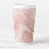 Roze Marmer Goud Glitter Abstract Patroon Latte Mok (Voorkant)