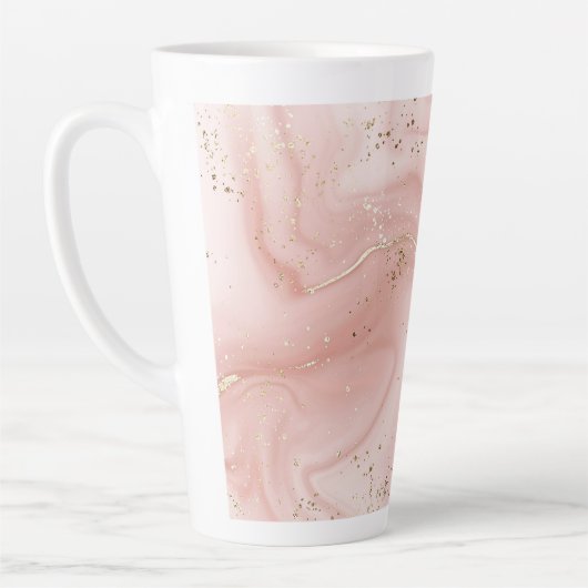 Roze Marmer Goud Glitter Abstract Patroon Latte Mok (Links)
