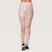 Roze Marmer Goud Glitter Abstract Patroon Leggings (Achterkant)