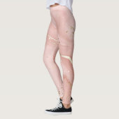Roze Marmer Goud Glitter Abstract Patroon Leggings (Links)
