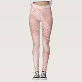 Roze Marmer Goud Glitter Abstract Patroon Leggings