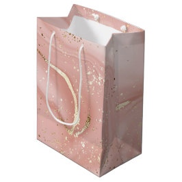 Roze Marmer Goud Glitter Abstract Patroon Medium Cadeauzakje