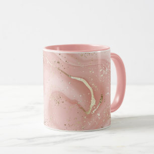 Roze Marmer Goud Glitter Abstract Patroon Mok