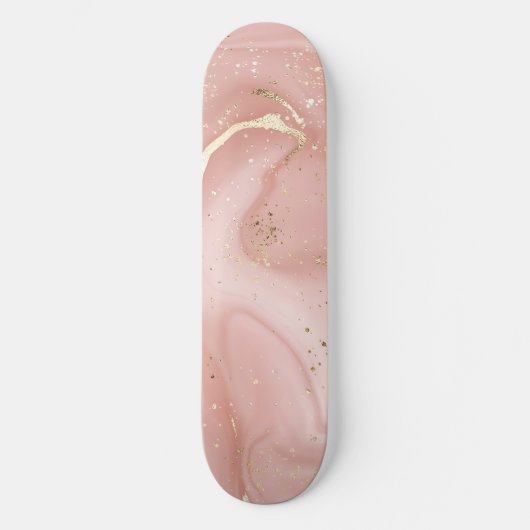Roze Marmer Goud Glitter Abstract Patroon Persoonlijk Skateboard (Voorkant)