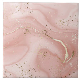 Roze Marmer Goud Glitter Abstract Patroon Tegeltje