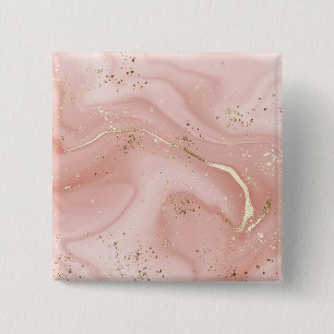 Roze Marmer Goud Glitter Abstract Patroon Vierkante Button 5,1 Cm