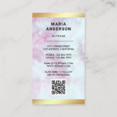 Roze Marmer Goud Model Actrice QR Code Foto Visitekaartje (Achterkant)