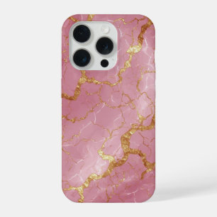 💖 Roze Marmer Gouden Aders ✨ Luxe Vrouwelijke Mod iPhone 15 Pro Case
