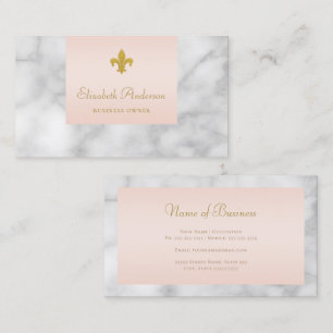 Roze Marmer Gouden Fleur De Lis Visitekaartje