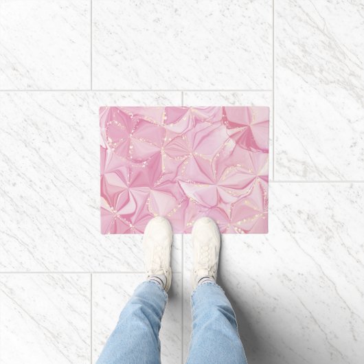Roze Marmer Gouden Geode Abstract Patroon Deurmat (Binnen)