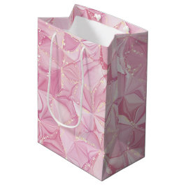 Roze Marmer Gouden Geode Abstract Patroon Medium Cadeauzakje