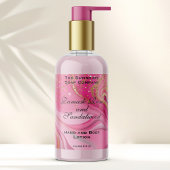 Roze marmer & gouden glitter cosmetica fles label