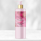 Roze marmer & gouden glitter cosmetica fles label