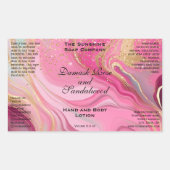 Roze marmer & gouden glitter cosmetica fles label (Voorkant)