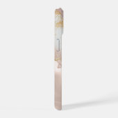 Roze Marmer Gouden Glitters iPhone 15 Case (Rechterkant)