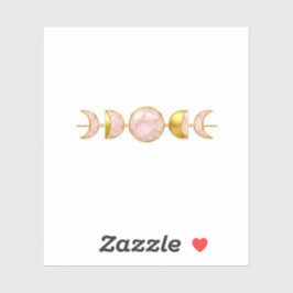 Roze Marmer Gouden Halve Maan Fasensymbool Sticker