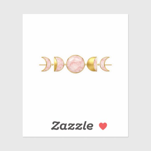 Roze Marmer Gouden Halve Maan Fasensymbool Sticker (Vel)