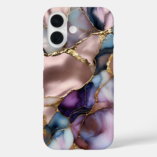 Roze Marmer Gouden Hoestel Luxe Abstract Case-Mate iPhone Case (Achterkant)