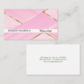 Roze marmer | Gouden metaal Visitekaartje (Voorkant / Achterkant)